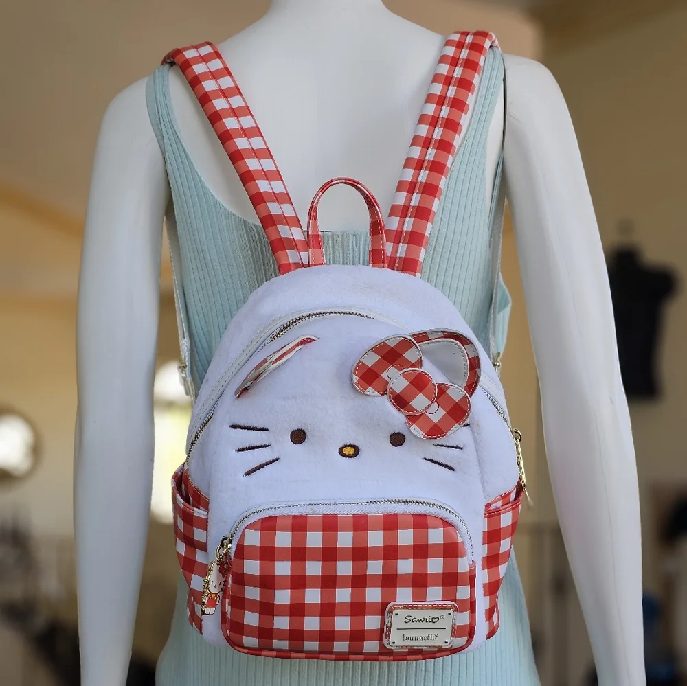 Loungefly Sanrio Hello Kitty Gingham Figural Mini Picnic Backpack